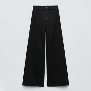 ZARA The Marine Straight Black Jeans‎ High Rise Wide Leg Summer Pants size 0